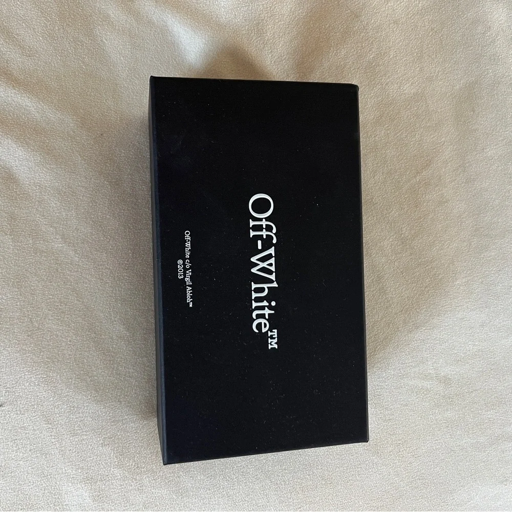Off-White 49mm Fillmore Rectangle Sunglasses Black with Green Lenses NIB